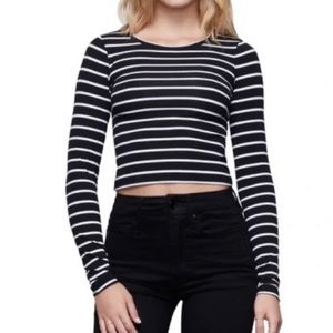 Good American Stripped Classic Crew Long Sleeve